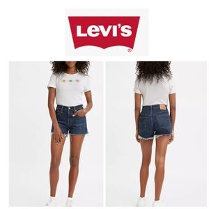 LEVI'S WOMEN'S ORIGINAL 501 HIGH RISE DARK BLUE JEAN SHORT 23